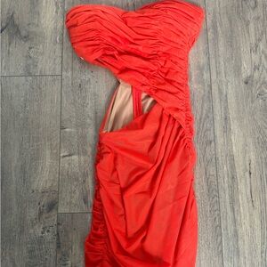 Chic One-Shoulder Red Dress